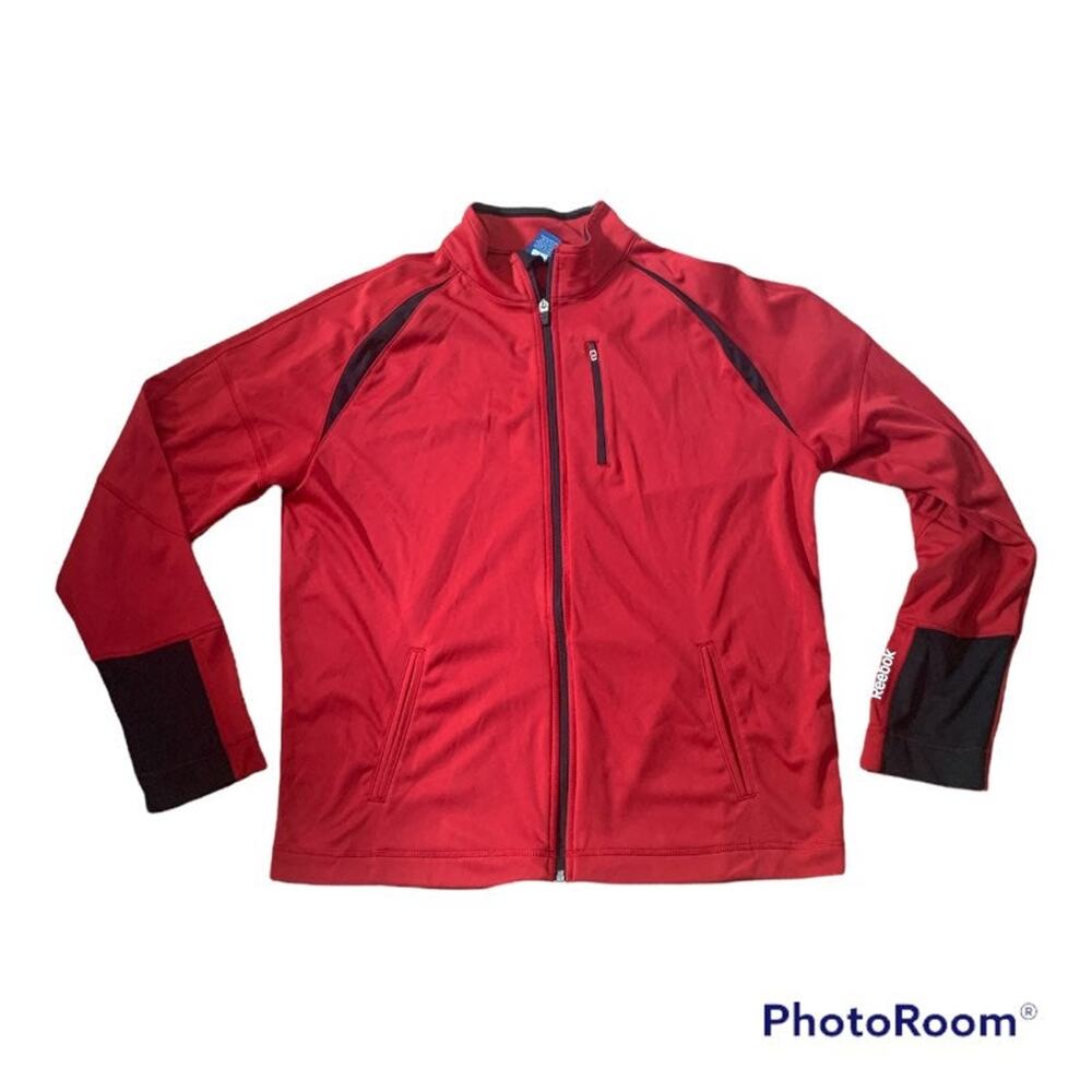 Reebok zip up jacket mens size large red black